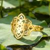Dawapara Sacred Geometry Mandala Ring Lotus Flower Adjustable Women Ring Stainless Steel Buddhist Yoga Jewelry Spiritual Gift