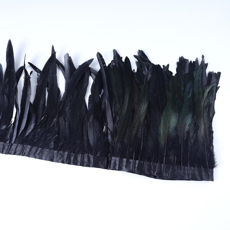 Rooster Feather Trims 2M Rooster Cock Tail Feather Fringes DIY Handicrafts for Clothes Ribbon Carnival Accessories