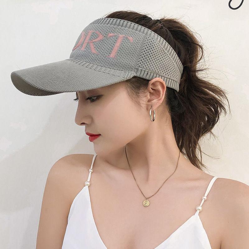 Sun Hat Women'S Summer Face Cover Uv Protection Beach Riding Eaves Sports Sun Empty Top Knitted Sun Protection Hat
