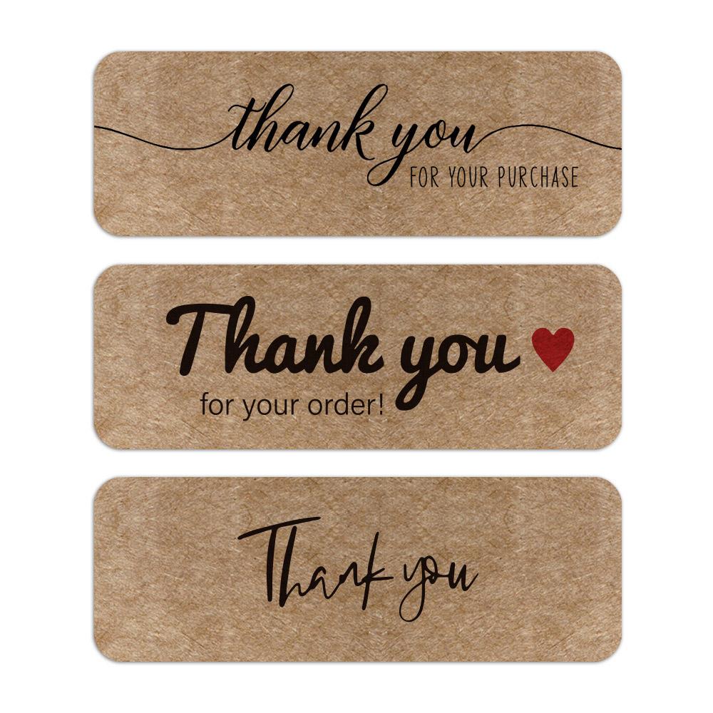 120PCS/Roll Rectangle Envelope Sealing Stationery Handmade Labels Kraft Paper Decals Thank You For Your Order Stickers Business