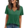 Womens' Fashionable And Casual Solid-color Basic V-neck Short-sleeved Top