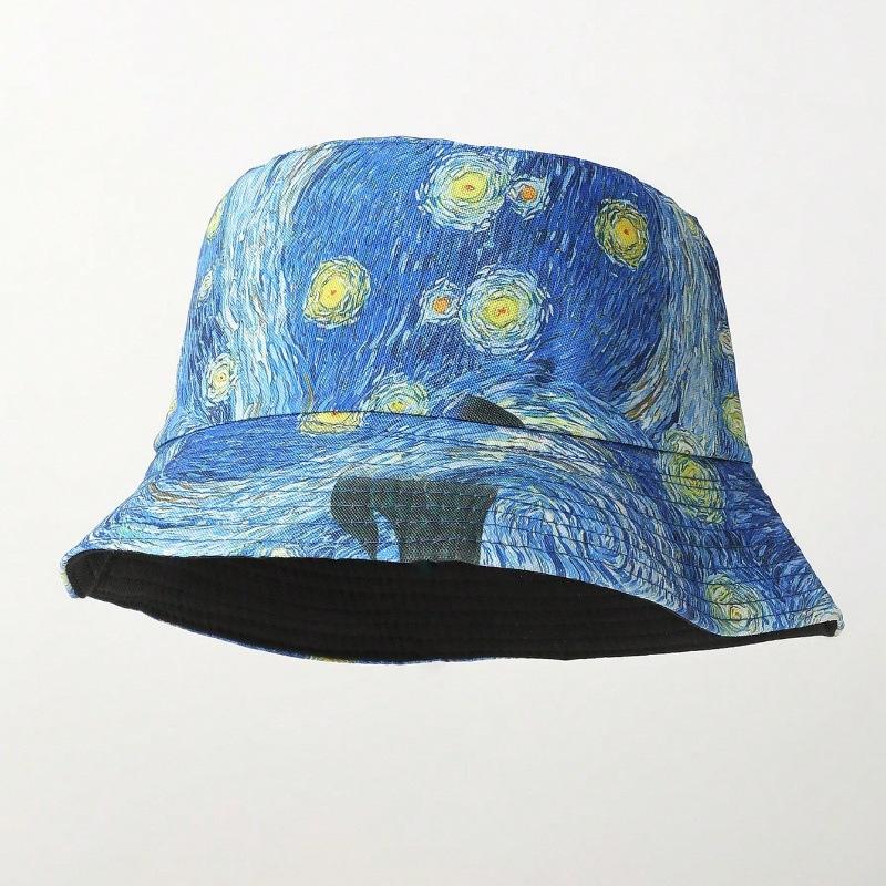Van Gogh Style Small Bucket Hat with Oil Painting Maple Leaf Design, New Spring/summer Sun Protection Hat for Men and Women