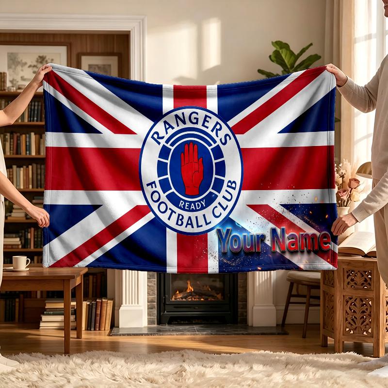 Rangers Fc (37) Personalized Name Blanket Soft Cozy Gift for Sofa Bed Couch Home Decoration