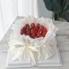 Valentine's Day Celebrity Bouquet: Fresh Flowers, Cake Decoration, Tissue & Transparent Wrapping Paper.