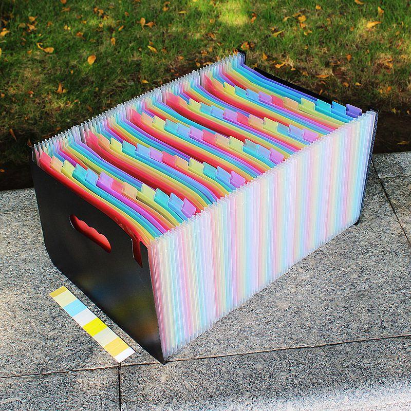 Retractable File Holder Vertical Satchel Folder A4 Paper Test Paper Classification Multi-Layered Material Desktop Storage Storage Clip