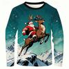 New Santa Claus Men's Long-Sleeve T-Shirt, 3D Print, Spring and Autumn Casual Loose Round-Neck Breathable Top