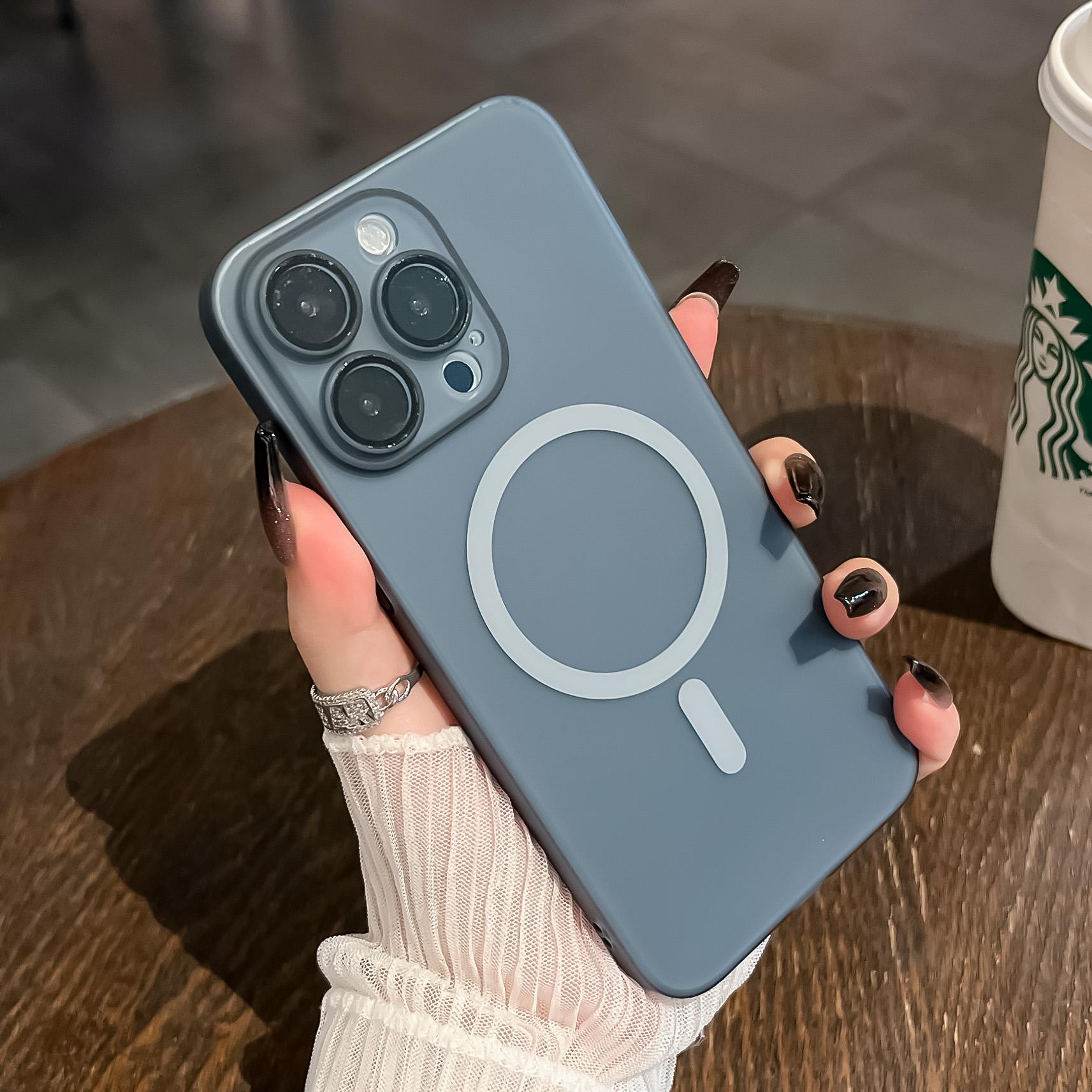 

Роскошный Ультратонкий Магнитный Чехол для Беспроводной Зарядки Magsafe для iPhone 16 15 14 Plus 13 12 Pro Max Прозрачный Матовый Скин Жесткий Чехол For iPhone 16