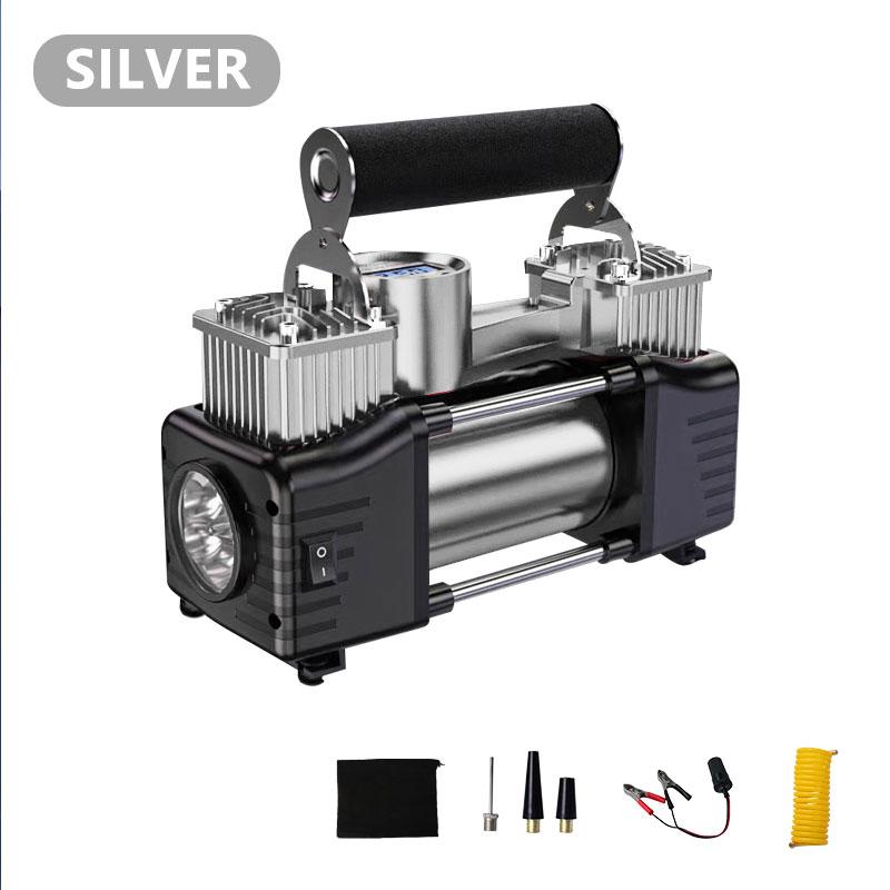 Cigarette Lighter Precision Pointer 50 Rotor Double Pump Cylinder Air Compressor Car Tire Portable Heavy Duty Tire Led Light 12v