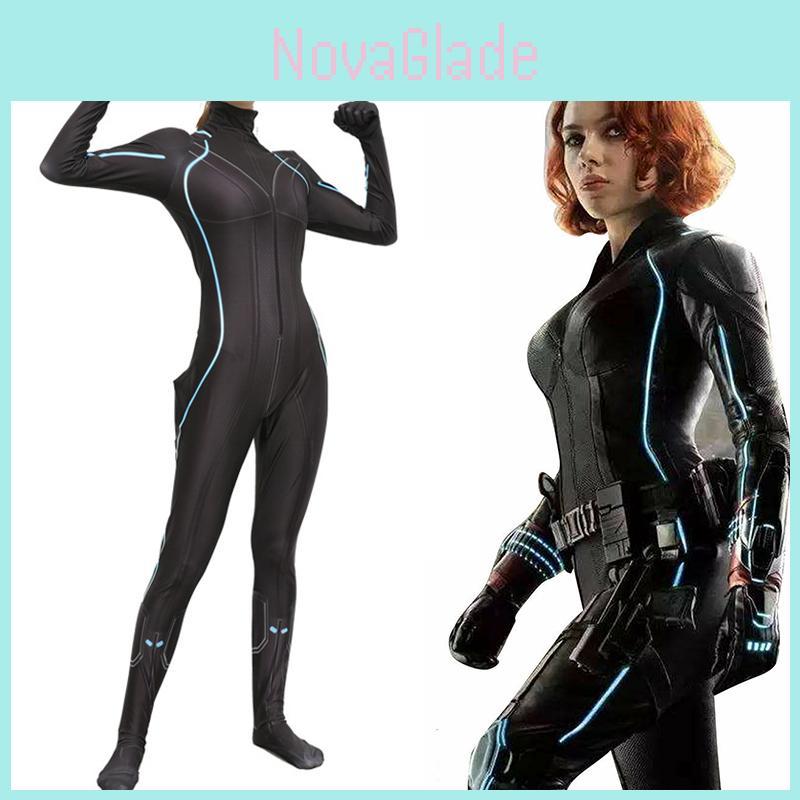 Breathable Black Widow Costume Full Body Zentai Suit For Stylish Superheroes