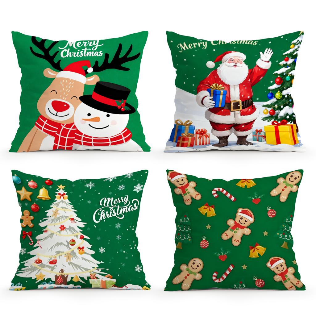 Christmas Elk And Snowman Decorative Cushions Pillowcase Polyester Cushion Cover Throw Pillow Sofa Decoration Pillowcover