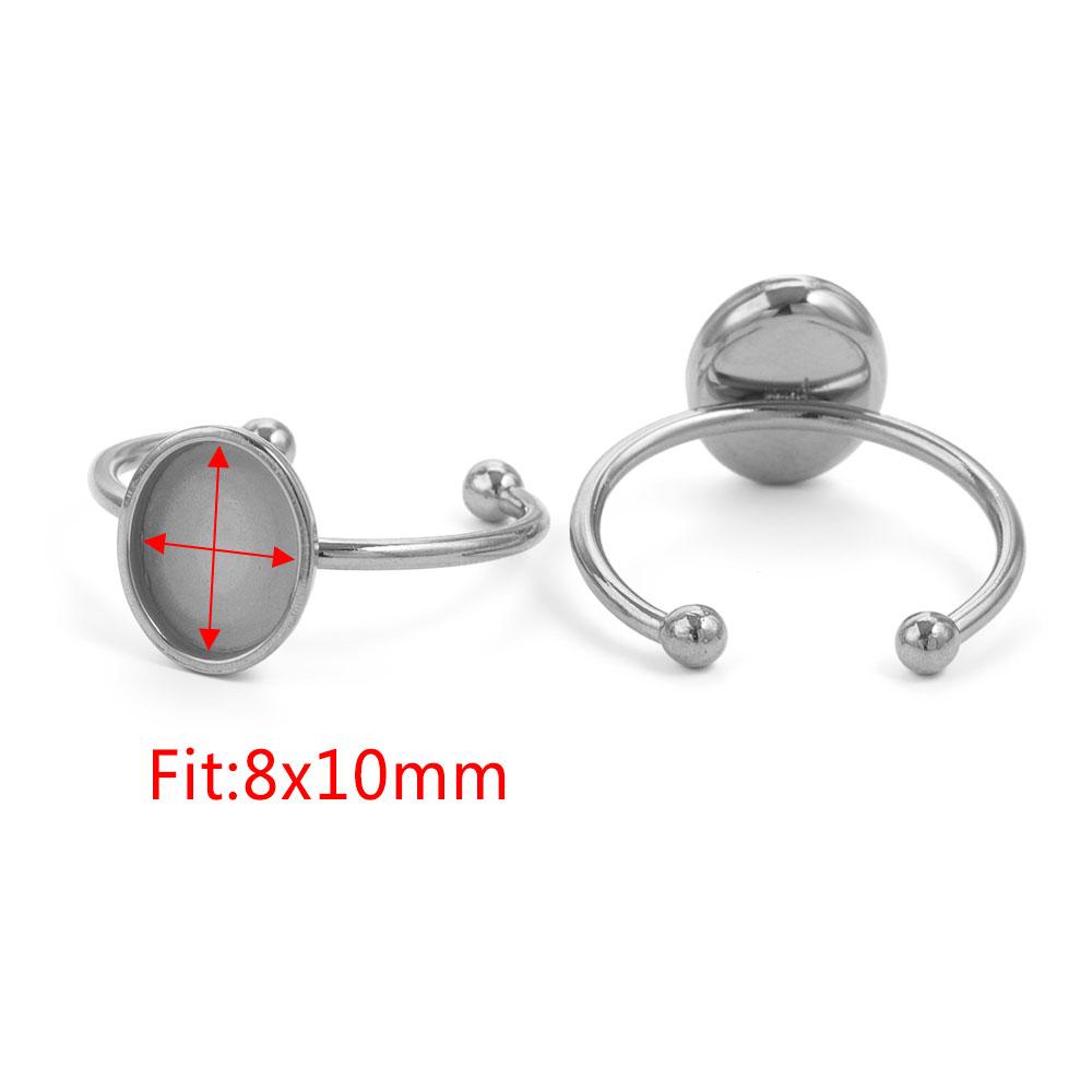 10 Stück Verstellbare Edelstahl Offene Ringfassungen Leere Basis Fassung Cabochon Ringe Für Schmuckherstellung DIY Fingerring Leere