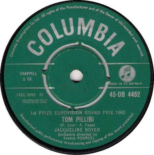 

7inch Record JACQUELINE BOYER FRANOIS DEGUELT Tom Pillibi Ce SoirLa 45DB4452 Columbia 1960 UK Pop Used