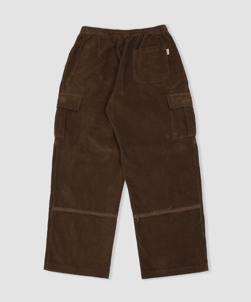 CAMEL WORK Wide Corduroy Cut Cargo Pants (Brown)
