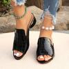 2025 New Cool Slippers Women's Summer Middle Heel Thick Heel Patent Leather Fish Mouth Wear Cool Slippers Large Size Women's Shoes