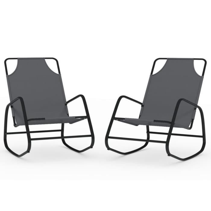 VidaXL Chaises longues à bascule 2 pcs Gris Acier et textilène 318141