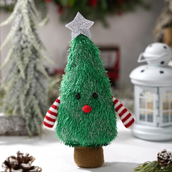 Christmas Gnome Decoration Fluffy Christmas Tree Doll with Glitter Star Topper Plush Elf Table Centerpiece for Hotel Mall Window Holiday Decor