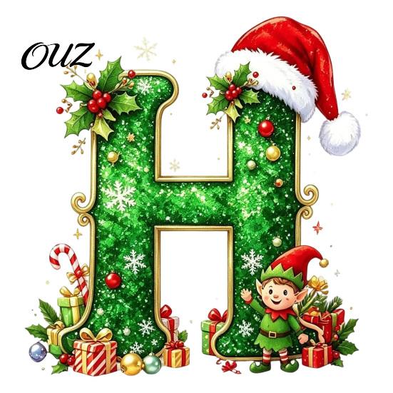 Durable Hanging Letter Decoration 26 Alphabet Christmas Ornament, Personalized Letters Acrylic Tree with Santa Hat Pendant And Elf Boy for Xmas Mantel