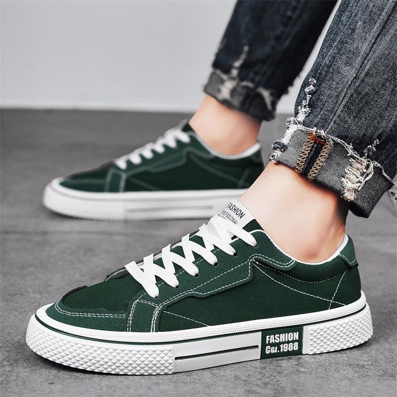 

Board shoes raw breathable casual canvas shoes student metal-free test shoes sports shoes 44 зелений