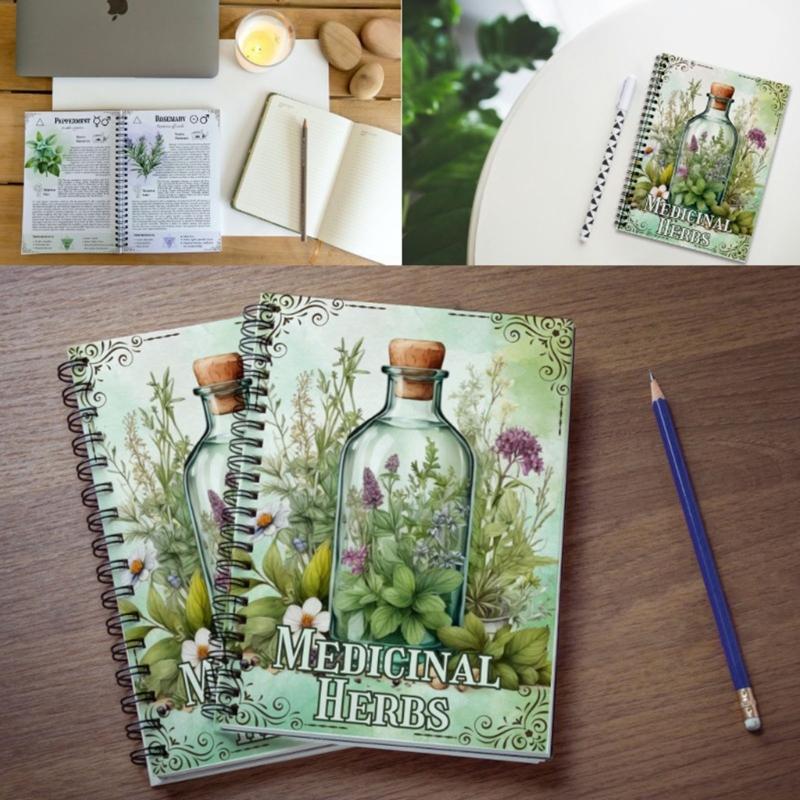 Kräuter Journal Doppelringbindung Notizbuch Heilkräuter Studienjournal Papier Notizbuch Heilpflanzen Studiennotizbuch