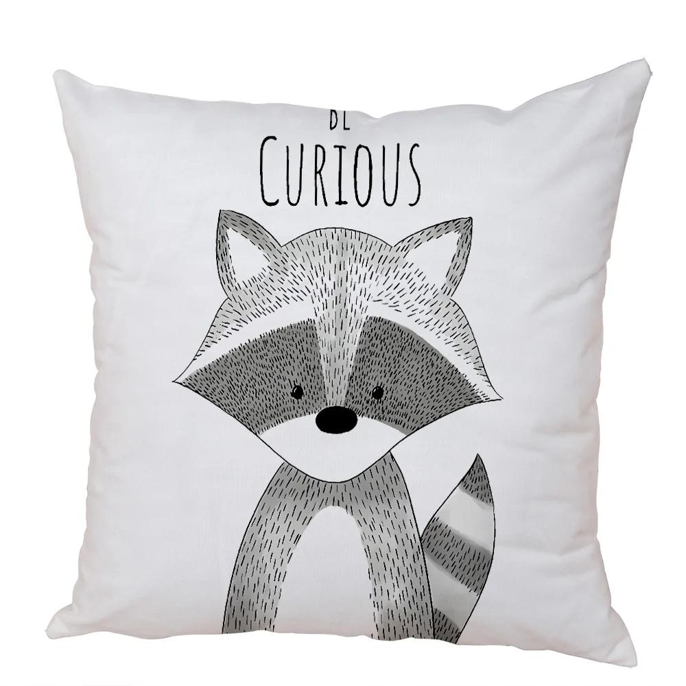 Nordic Zebra Hippo Giraffe Lion Crocodile Pillow Case Decor Animal Cushion Cover for Sofa Home Peach Skin Pillowcase 45x45cm