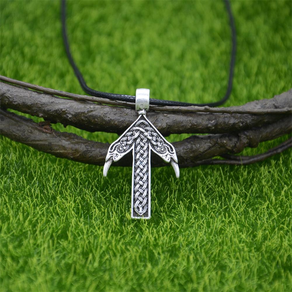 

Tiwaz Rune Victory Amulet Odin Raven Pendant Norse God Warrior Necklace for Men