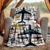 Flaneldecke mit Flugzeugmotiv, Weich, Warm, Ganzjahres-Überwurf, Design für Camping, Autoreisen, Wandern, Sofa, Bett, Büro, Perfektes Geschenk für Partys