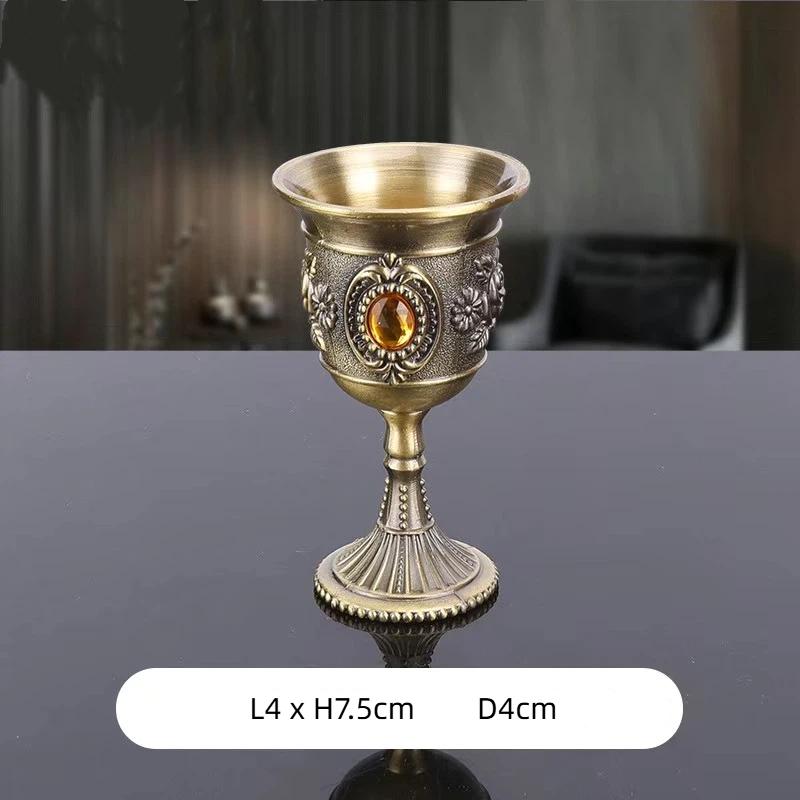 Light Luxury Engraved Bronze Wine Goblet – Vintage High Foot White Wine Glass for Home, Party & Bar