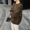 Women's Black Mink Cashmere Pullover Sweater - Soft, Cozy & Oversized for Autumn/Winter
