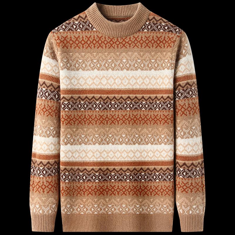 Hengyuanxiang Men's Thickened Pure Wool Mock Neck Sweater