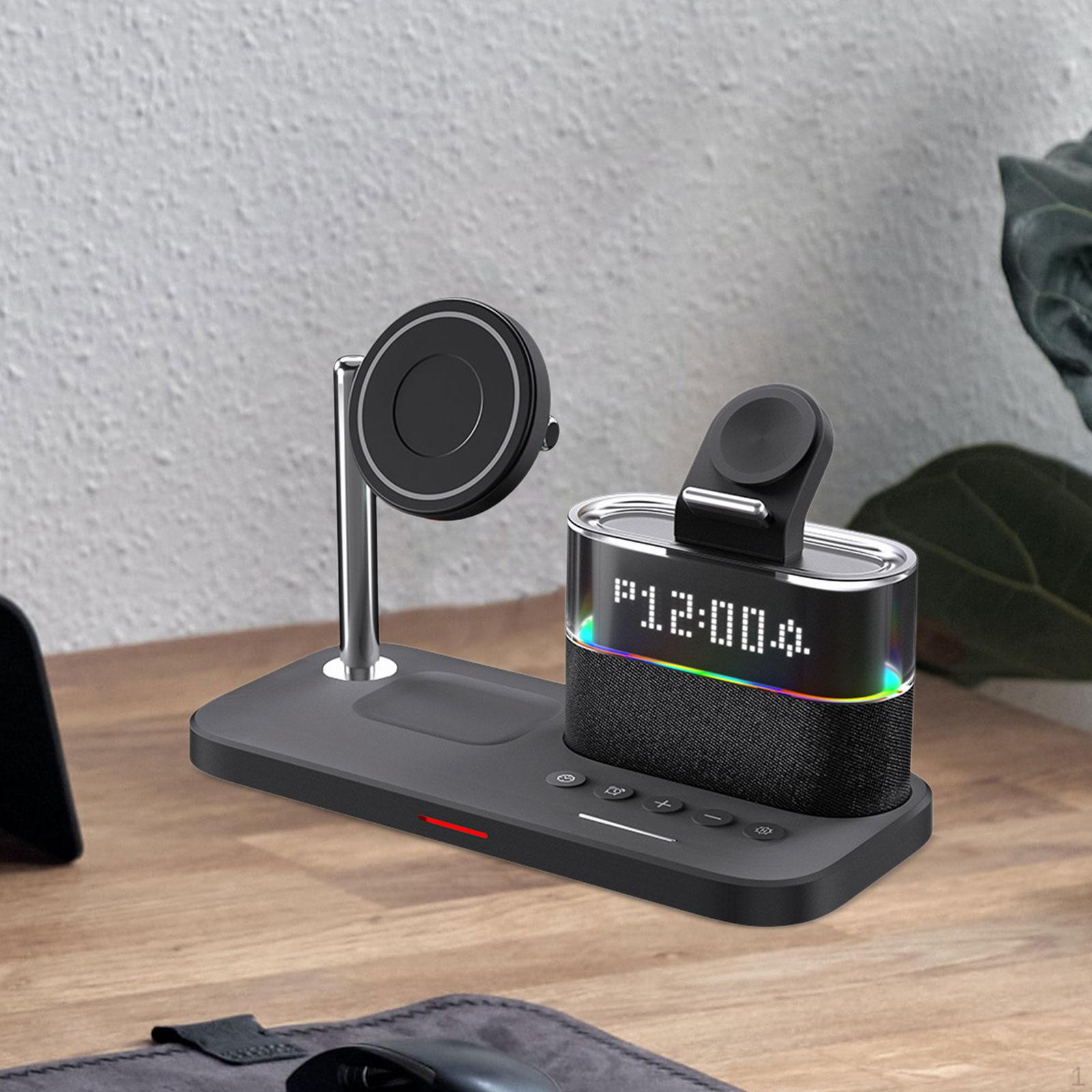 

Часы Наушники Телефон Зарядное устройство Станция Цифровой Дисплей 3 в 1 Зарядка чёрный