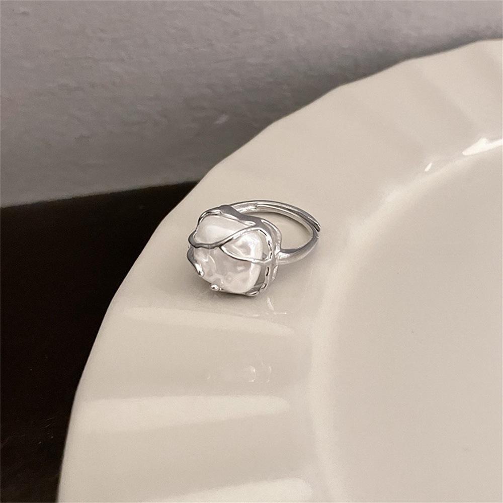 Pearl open ring female ins wind cold wind design sense French ring tide