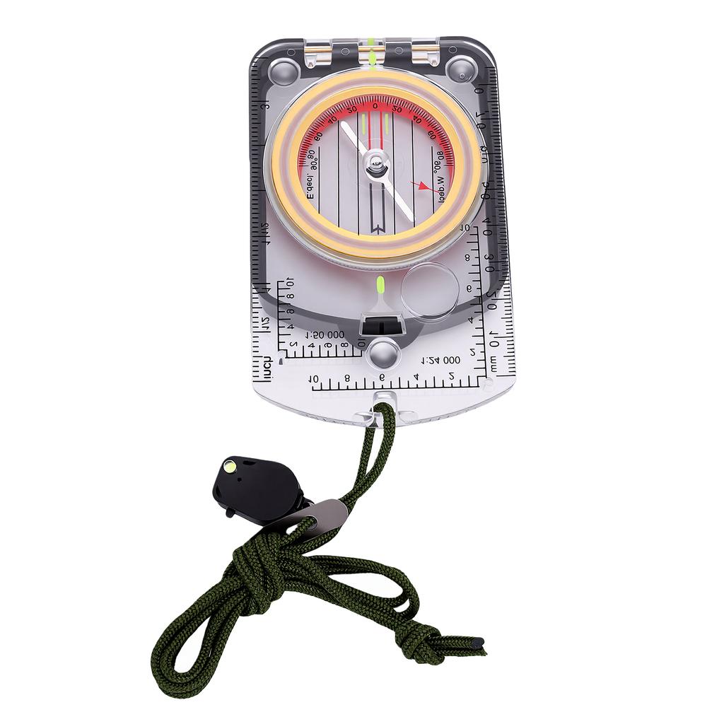 Hiking Survival Compass Adjustable Tilt Angle Precision Compass with LED Light Mirror for Backpacking Camping