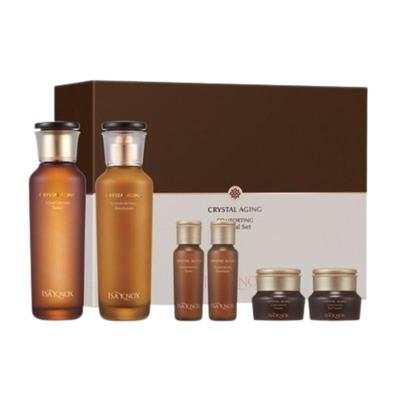 [K-Beauty] ISA KNOX Crystal Aging Comforting 2-Step Skincare Set – Korean Anti-Aging  Bonus Toner & Emulsion +  Cream & Eye Cream Trial Kit (Gift)
