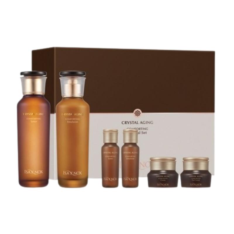 

[K-Beauty] Набор средств по уходу за кожей ISA KNOX Crystal Aging Comforting 2-Step Skincare Set – корейский бонусный тонер и эмульсия против старения + пробный набор крема и крема для глаз (Подарок) 2Step set,bonus 4pcs gift