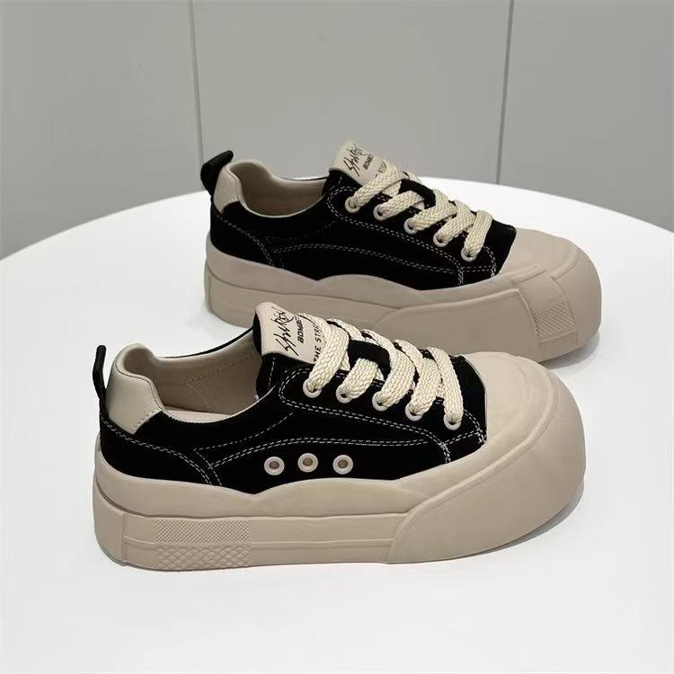 

Горячий воздух взрыв кекс подошва толстая подошва усиливающая круглый носок женская обувь осень 2024 года новая ретро кожа уродливая милая повседневная обувь 35 чёрный