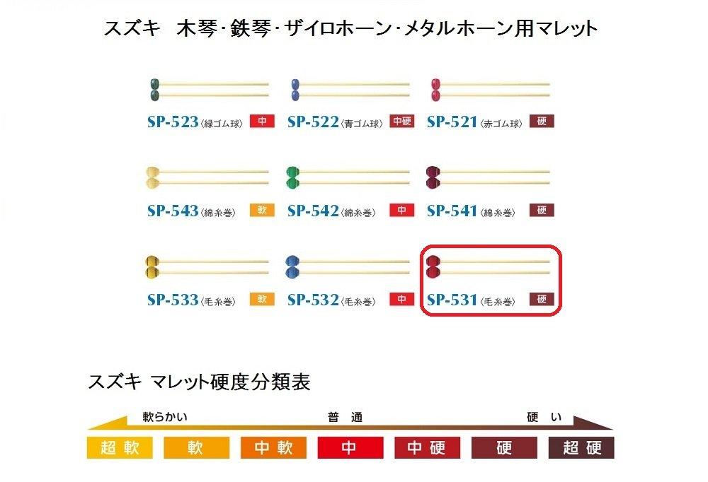 SUZUKI Mallet for Head Hardness Hard Woolen Winding Xylophone/Glockenspiel SP-531