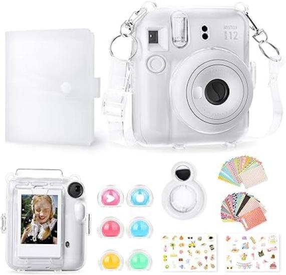

Rieibi instax mini 12 clear case instax mini 12 Cheki cover Fujifilm Cheki 12 case instax mini 12 protective cover transparent clear bag with file