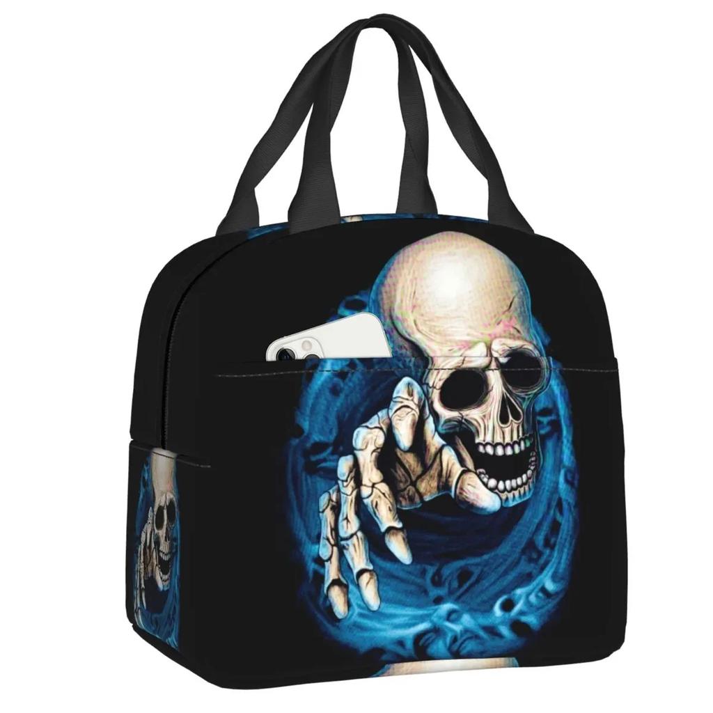 Skull Insulated Lunch Bag for School Office Resuable Thermal Cooler Lunch Box for Women Kids Food Container Bento Tote Bags
