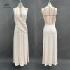 2025 Summer Fashion Deep V Halter Pleated Open-Back Slit Dress for Women