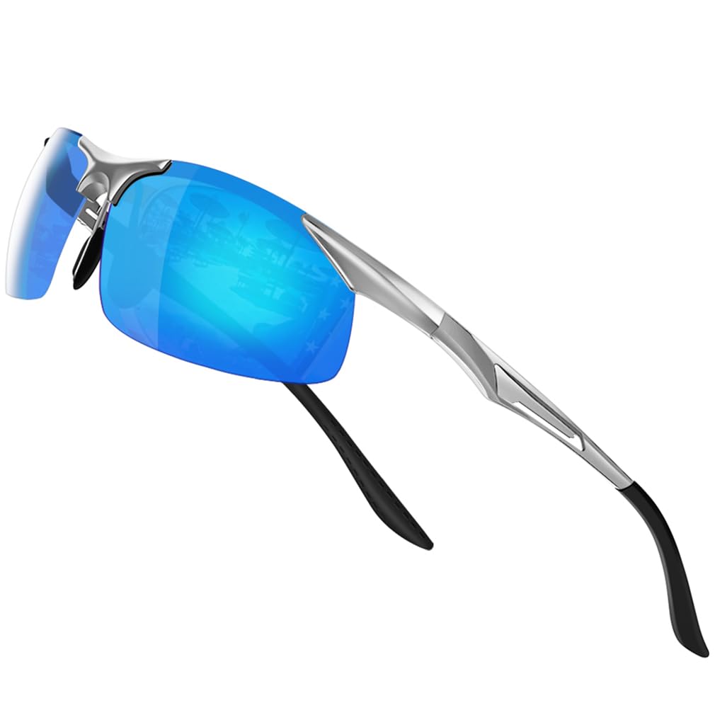 

Glazata Polarized Sports UV400 for and Driving Sunglasses, Protection, Driving, Baseball, Cycling, Motorcycles, Running, Golf, (Ice Blue)