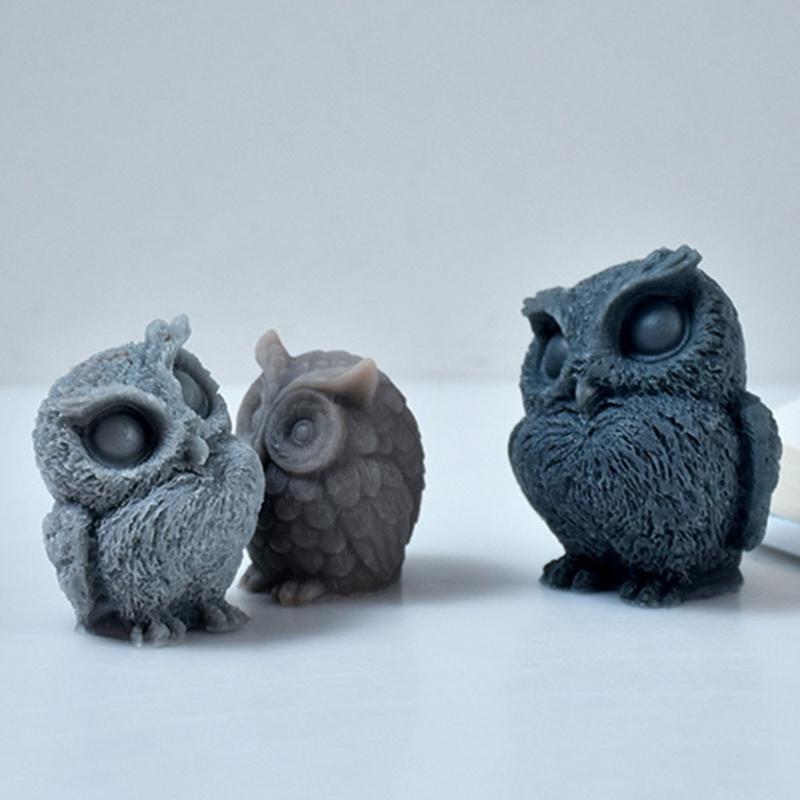 Cute Bird Christmas Candle Molds Silicone Soap Mold 3D Owl-Shape Resin Epoxy Mold Wedding Home Party Decor-Aromatherapy