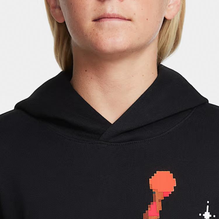 Nike Hoodie Simple Large Logo Sports Casual Pullover Hooded Kids Hoodies Black JD2142025GS-001
