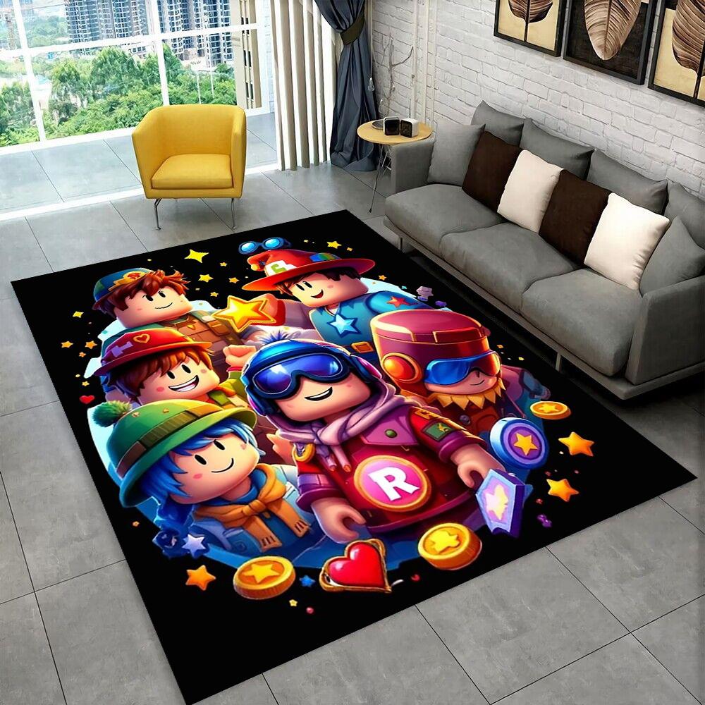 3D Cartoon R-Robloxs Game Carpet Rug for Playroom Bedroom Living Room Sofa Home Doormat Decor, Area Rug Non-slip Floor Mat Gift