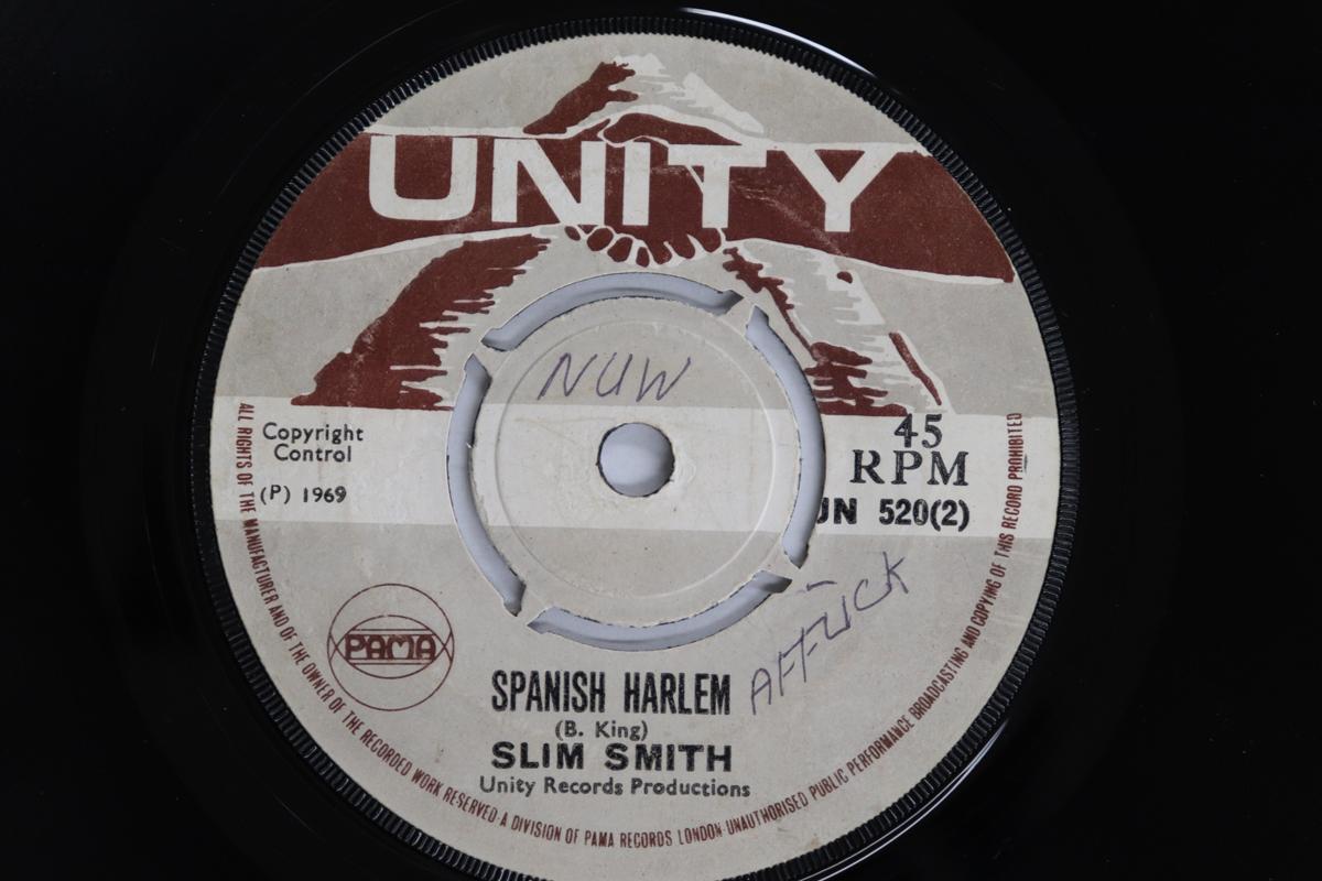 

7inch Record SLIM SMITH - Spanish Harlem / Slipaway UN520 UNITY 1969 UK Reggae, Ska & Dub Used