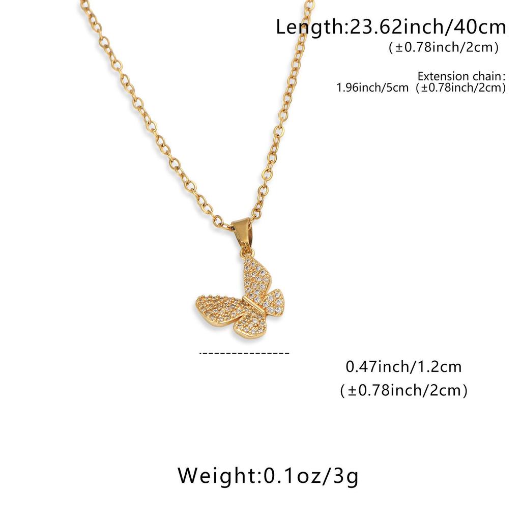 Elegant Butterfly Pendant Necklace with Zirconia - Versatile Everyday Accessory