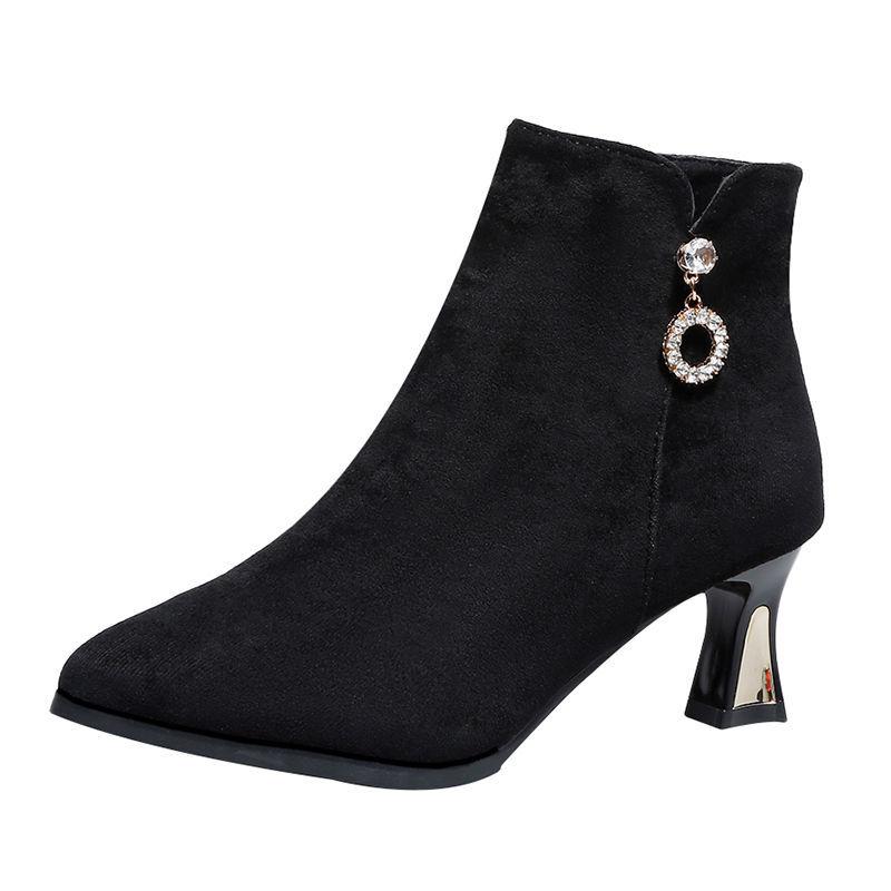Fashion Female Short Shoes Fleece-Lined Moccasin Warm Booties Suede Footwear New In Large Size Chic and Elegant Y2k Women's Ankle Boots