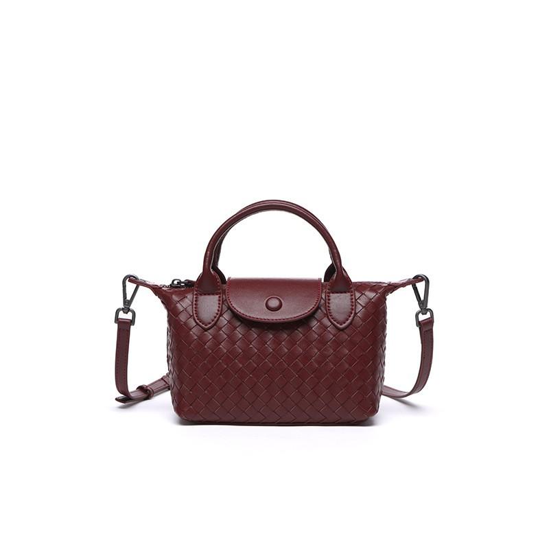 Handwoven Leather Crossbody Bag Adjustable Strap Dumpling Shape Medium Size Fashion Accessory