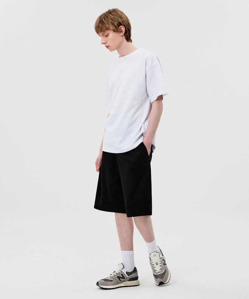 TOPBOY Double-Sided Overfit Crew Neck Short Sleeve T-Shirt White Melange