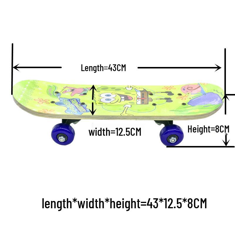 1705 Maple Double Rocker Children's Four-Wheel Skateboard with Cartoon Stickers, 43cm, Toddler Non-Slip.