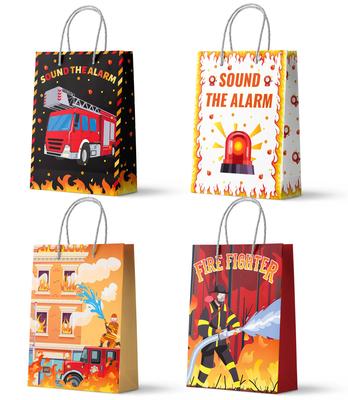 Firetruck Gift Bags, Fire Truck Party Favor Bags Set - Firetruck Birthday Gift Bags, Firefighter Party Bags Fire Truck Goodie Bags